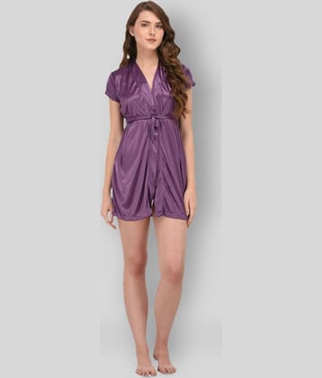 You Forever - Purple Satin Women's Nightwear Robes ( Pack of 1 )