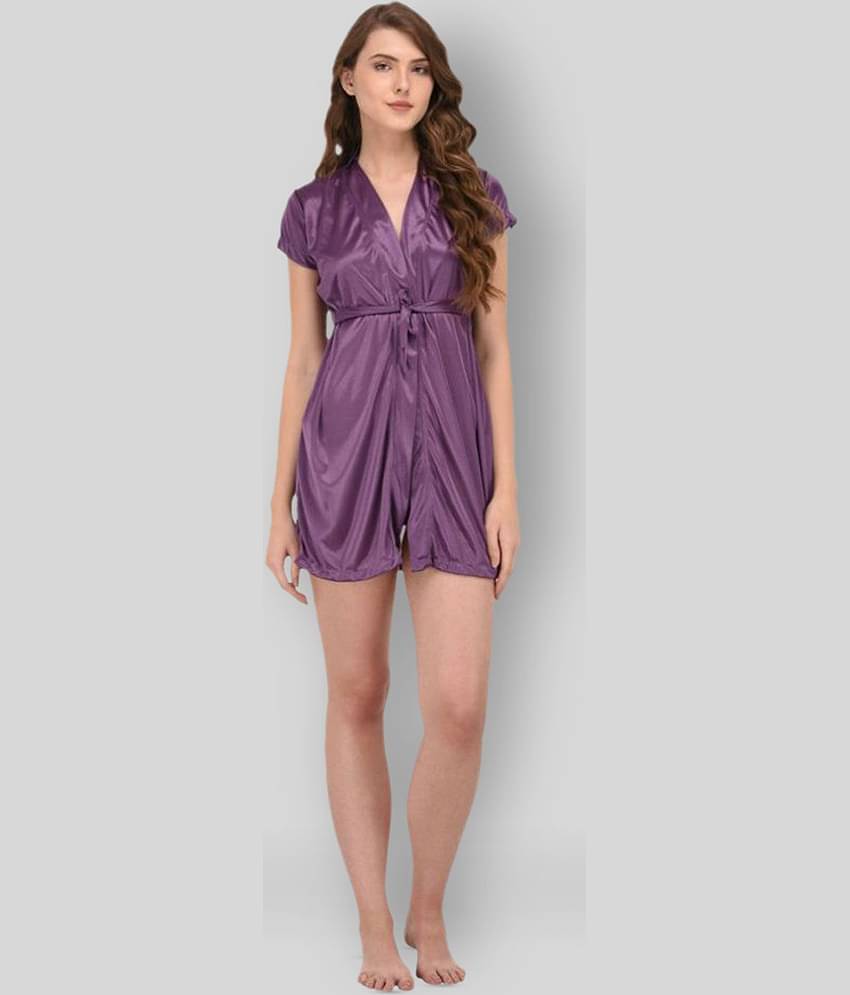 You Forever - Purple Satin Women's Nightwear Robes ( Pack of 1 )