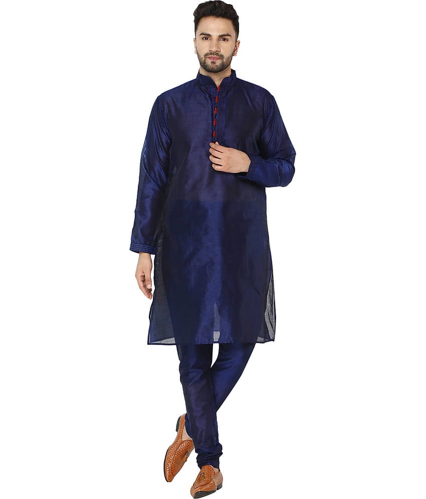 SKAVIJ blue Silk Blend Kurta Pyjama Set