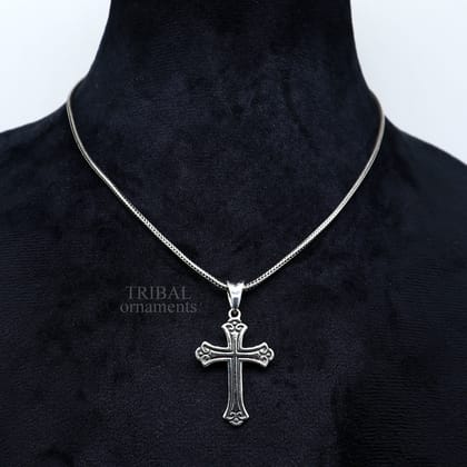 925 sterling silver holy cross pendant, excellent unique design stylish unisex exclusive gift pendant jewelry from india ssp1605-Only Pendant