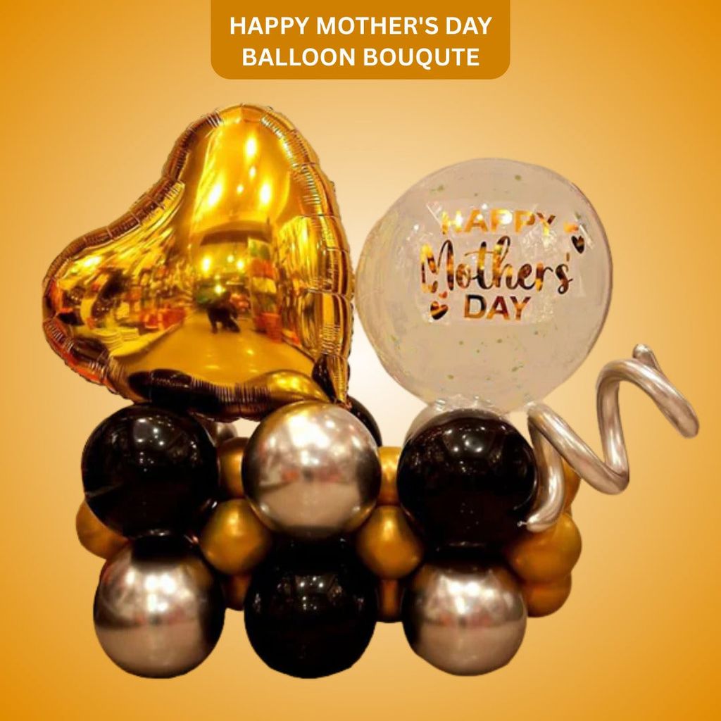 Happy Mother's Day Balloon with Heart Shaped Balloon Bouquet - Air Filled - Flowers | Buy online on ZillyBuy