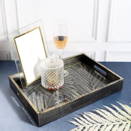 Rectangular Leaf Look Luxury Serving Tray-Large