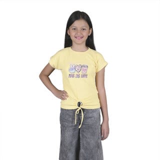 Kid Kupboard Cotton Girls Top, Light Yellow, Half-Sleeves, 8-9 Years KIDS7218