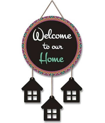 SNDArt Wood welcome to our home wall hanging items Wall Sculpture Beige - Pack of 1