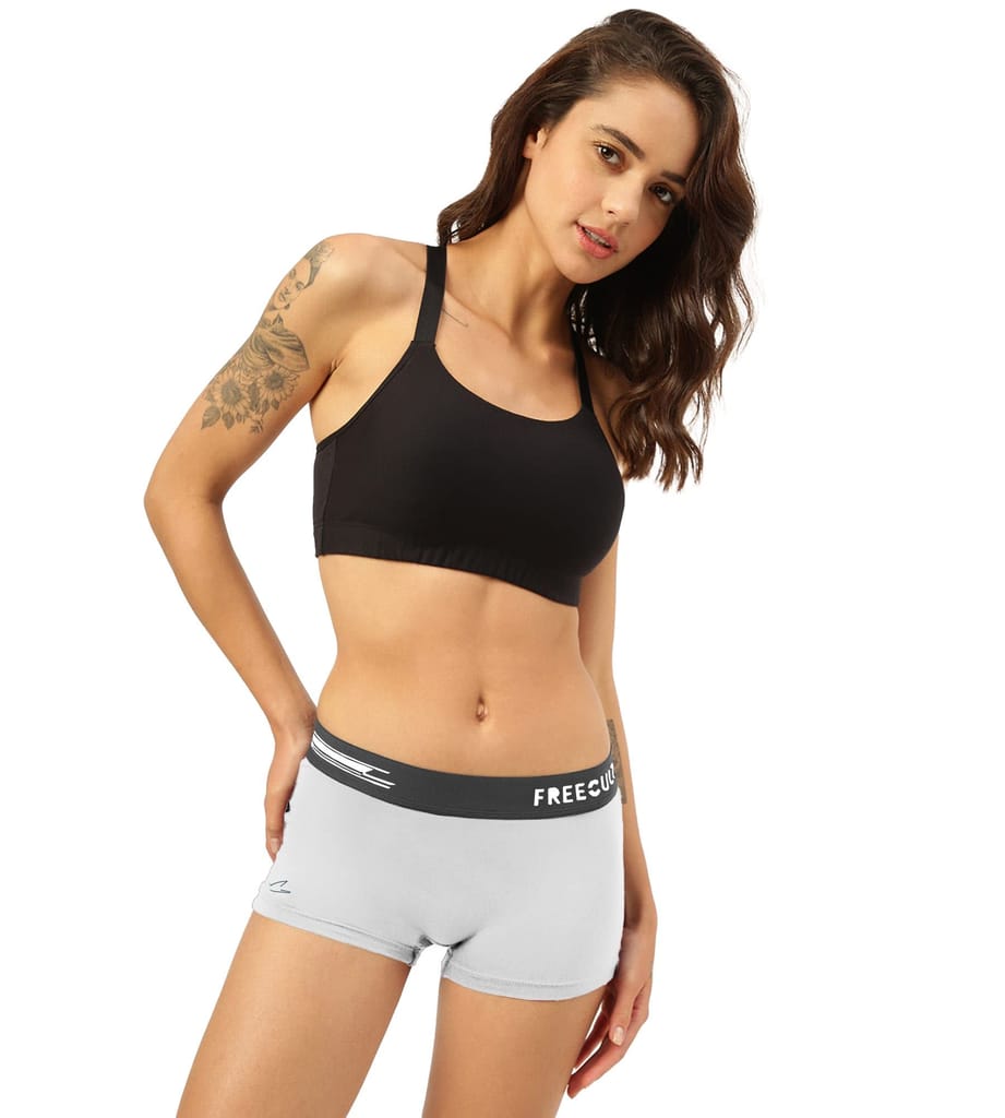 Freecultr Women's Underwear Antibacterial Micromodal Airsoft | Boy Short - Non-Itch, No Chafing, Sweat-Proof Comfort Pack of 1-Cloud White