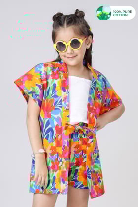 Colorful Floral Longline Shrug For Girls-1 Year / Scarlet Red / K-SG001-NIL-DPCF0003-50 Pt-NIL-NIL-NIL-NIL-THR005-FS0003-NIL-NIL-NIL-NIL-NIL