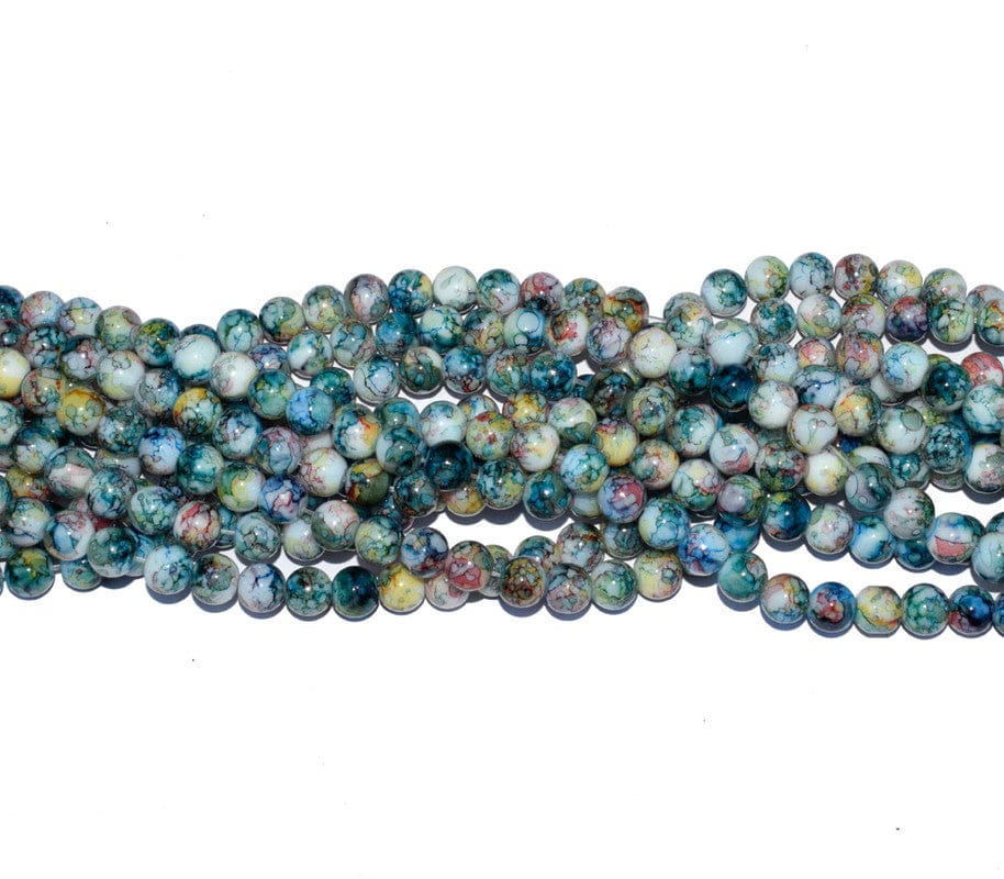 Multi Mix Spherical Jade Glass Beads (8 MM) , JZ-011-1 String Approx 50 Pieces / 8 MM