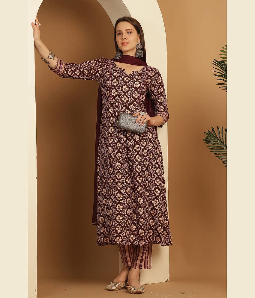 Rajnandini Rayon Printed Kurti With Pants Women's Stitched Salwar Suit - Multicolor ( Pack of 1 )