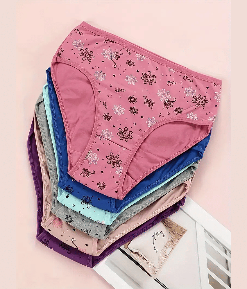 Lenon Pack of 6 Cotton Briefs For Women ( Multi Color )