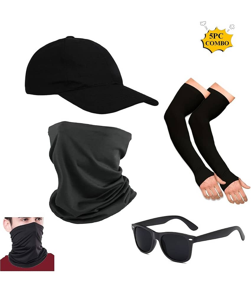 THRIFTKART Pack of 1 Cotton Blend Men's Cap ( Black )