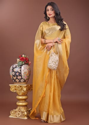 Haldi Yellow Woven Organza Silk Saree