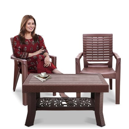 MAHARAJA Heavy-Duty Plastic Chairs & Table | Set of Chairs with Elegant Table | Premium Design, Ideal for All Seasons