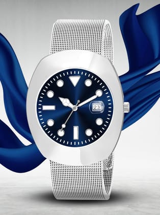 Silver Intermesh Stainless Steel Strap Analog Watch for Men LR142