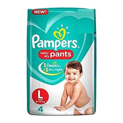 Pampers Large Size Baby Diaper, 4 Pants