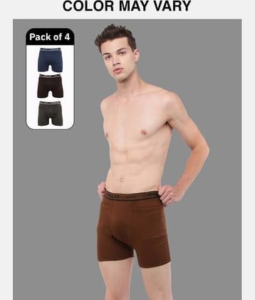 Dollar Lehar Mens Combed Cotton Trunk - Pack of 4 - (Colour May Vary)