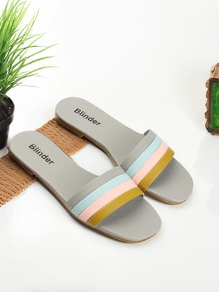 BLINDER Grey Slippers Flats 4