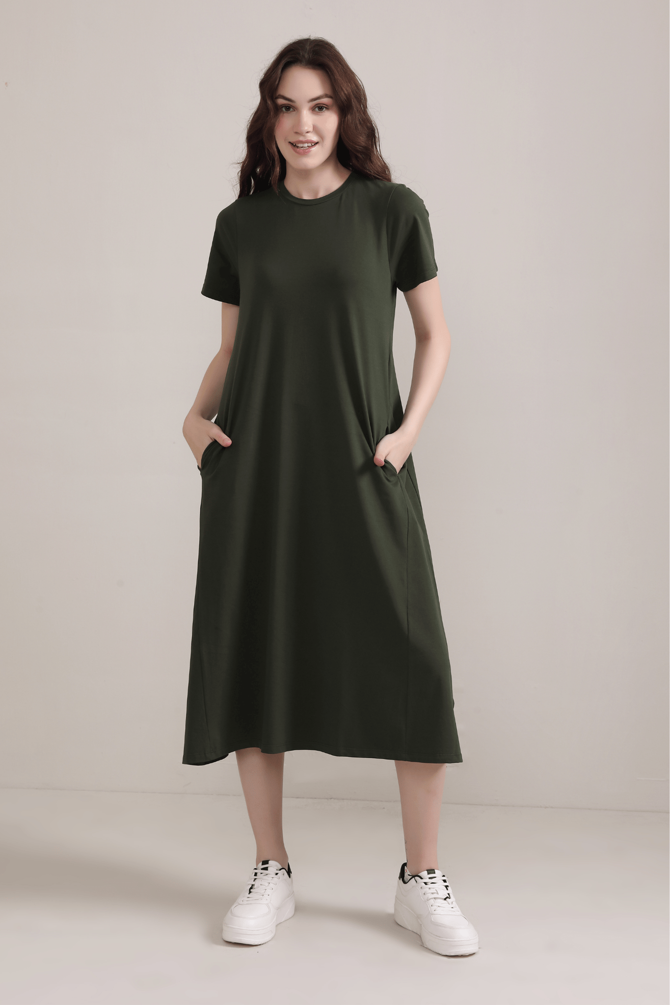 Luna A-Line Dress-Olive-M