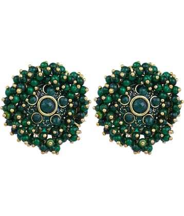FASHION FRILL - Green Stud Earrings ( Pack of 1 )