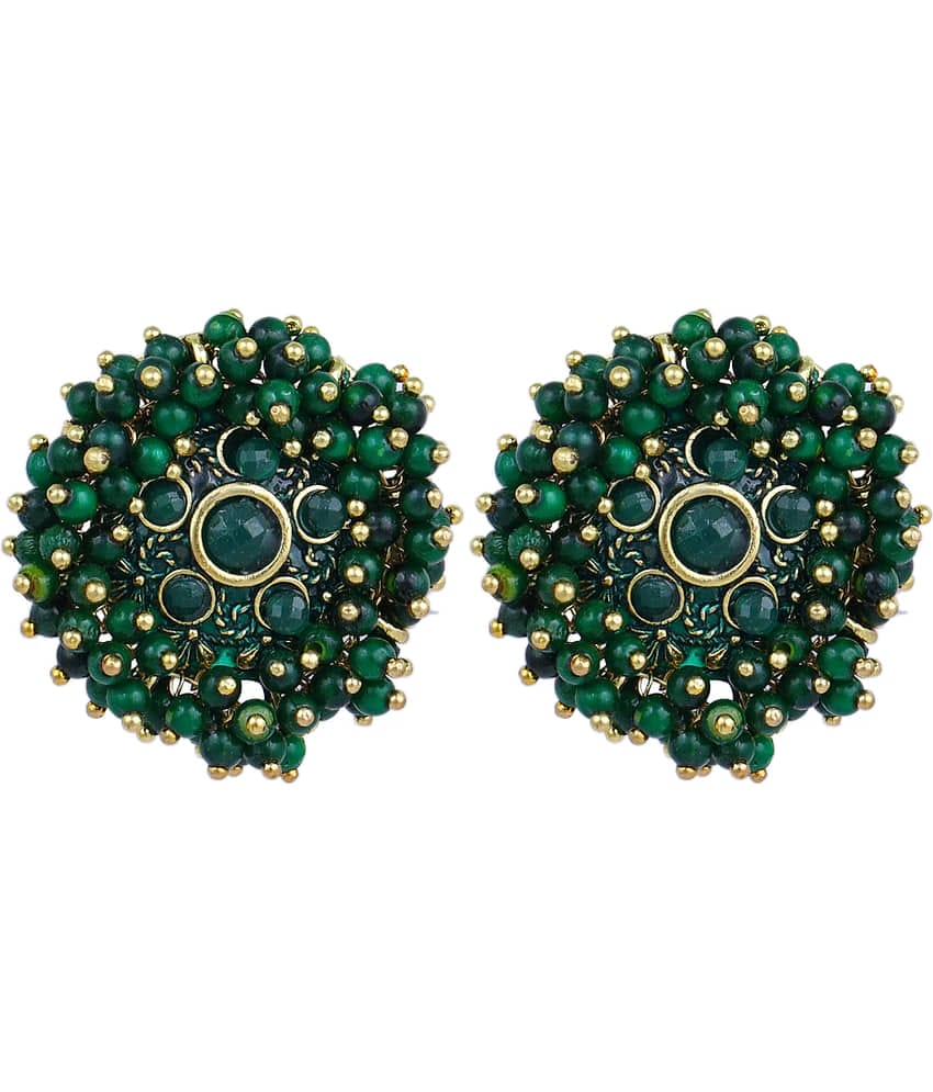 FASHION FRILL - Green Stud Earrings ( Pack of 1 )