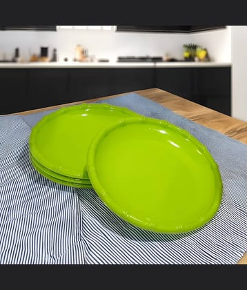 kitchrox 4 Pcs Melamine Light Green Half Plate