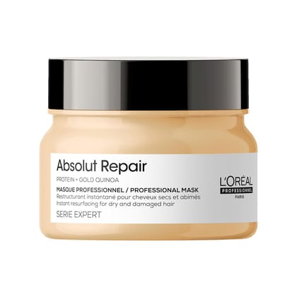 LOreal Professionnel Serie Expert Absolut Repair Mask | Hair mask provides deep conditioning & strength | With Gold Quinoa & Wheat Protein, 250gms