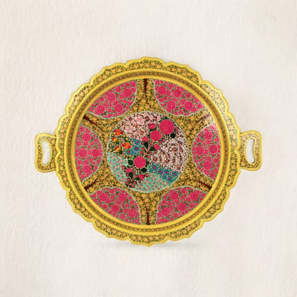 Kashmiri Papier Mache Round Tray Kashmiri Papier Mache Round Tray
