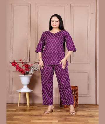 Nevisha Style Women Tunic With Trousers Co-Ord Set ( Purple )