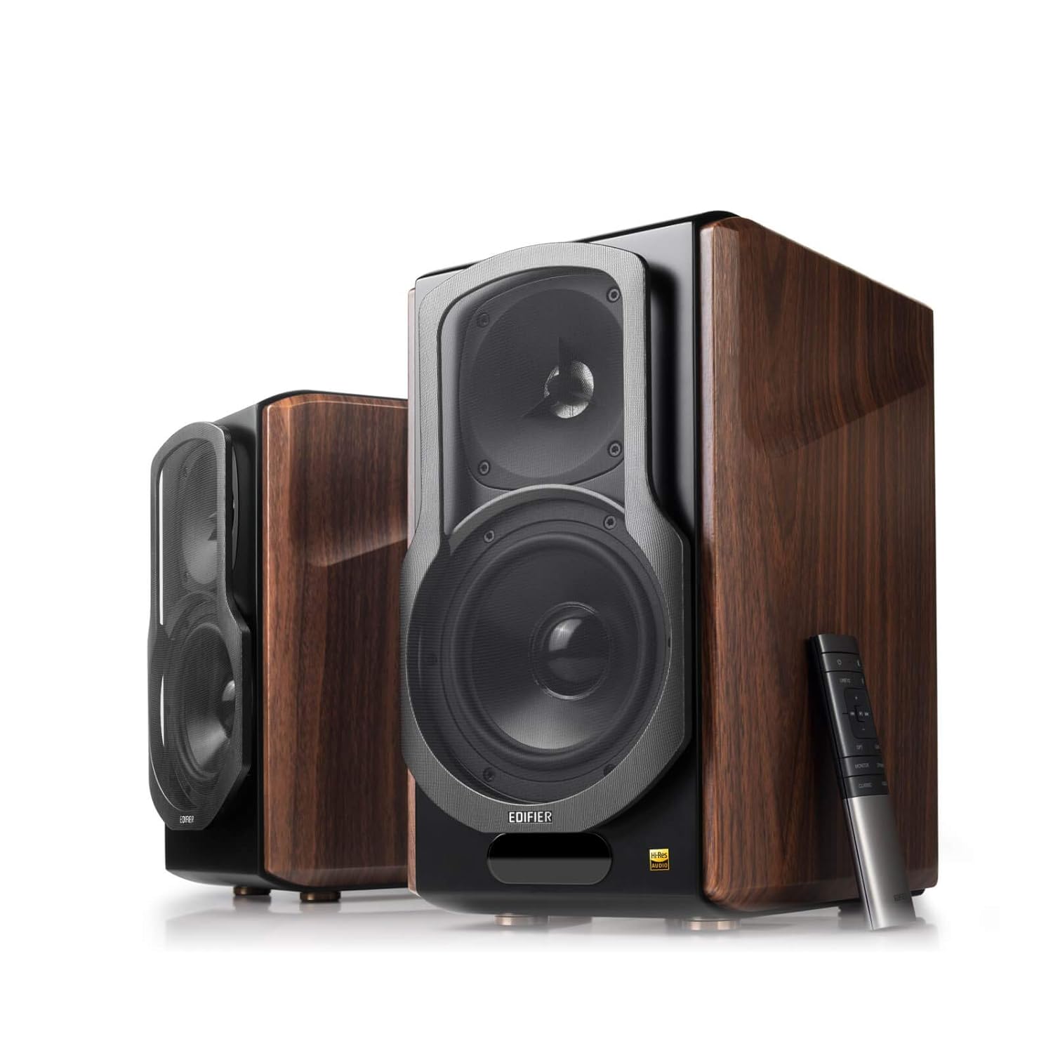 Edifier S2000MKIII Powered Bluetooth Bookshelf 2.0 Speakers - Near-Field Active Tri-Amped 130w Studio Monitor Speakers for Audiophiles with Wireless, Line-in and Optical Input- Brown