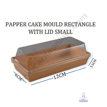 CAKE DECOR™ Rectangle Shape Paper Moulds With Lid - Karft - Small (10 Pcs Pack)