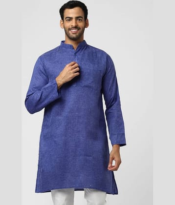 DESHBANDHU DBK - Blue Linen Men's Regular Kurta ( Pack of 1 )