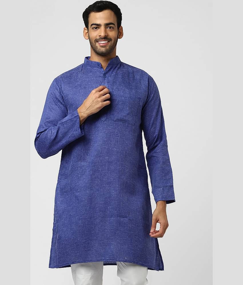 DESHBANDHU DBK - Blue Linen Men's Regular Kurta ( Pack of 1 )