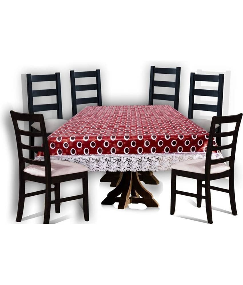 Printed PVC 6 Seater Rectangle Table Cover ( 228 x 152 ) cm Pack of 1 Red