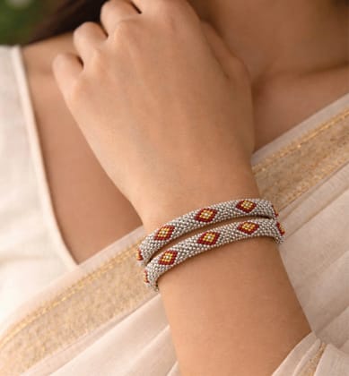 Handcrafted Beaded Bangles – Traditional Ethnic Jewelry (Set of 1) Handcrafted Beaded Bangles – Traditional Ethnic Jewelry (Set of 1)