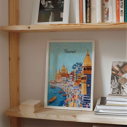Varanasi Wall Art Frame-8 X 10 inches / White Frame