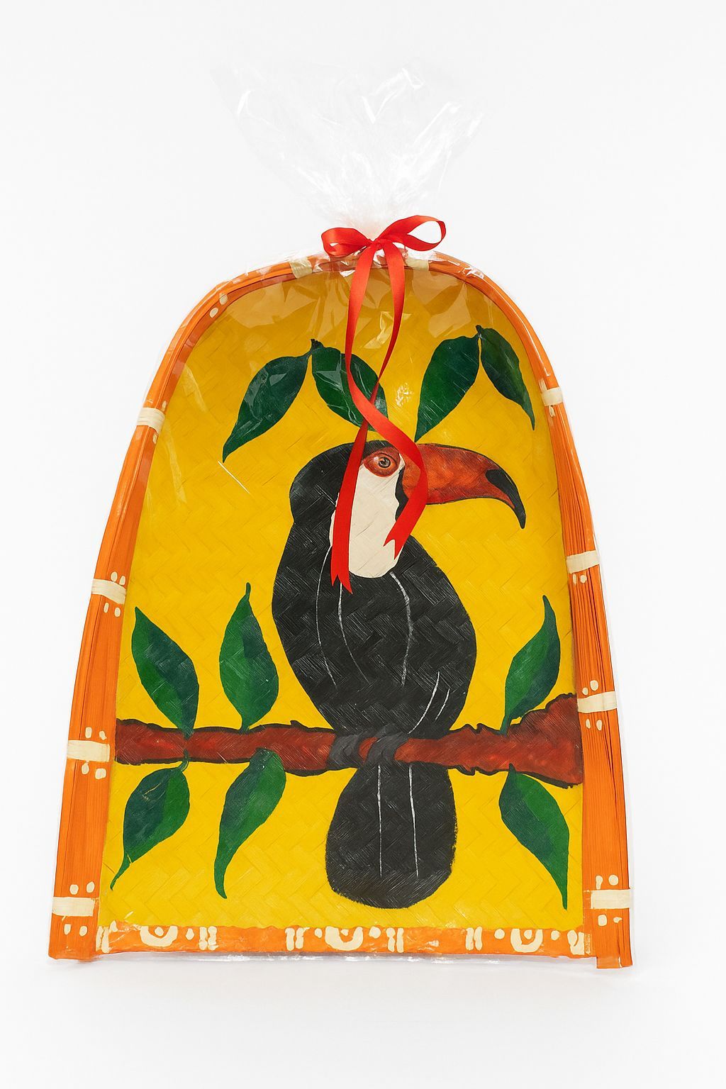 Toucan Charm Bamboo Sieve – Hand-Painted Wall Décor