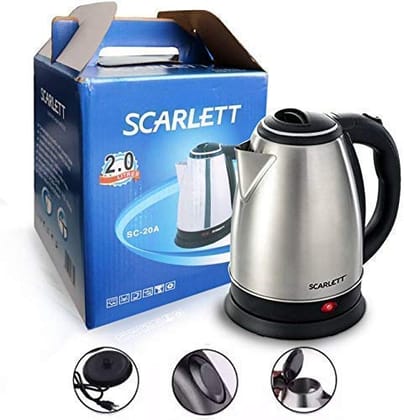 MEHRAAZ STORE Stainless Steel 2 Liter Electric Scarlett Kettle Multipurpose Tea Coffee Maker Heater Water Boiler Tea Pot with Heat Resistance Handle