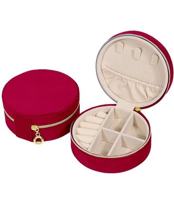 Jewellery Organiser PU Leather Zipper Portable Storage Box with Divider Container