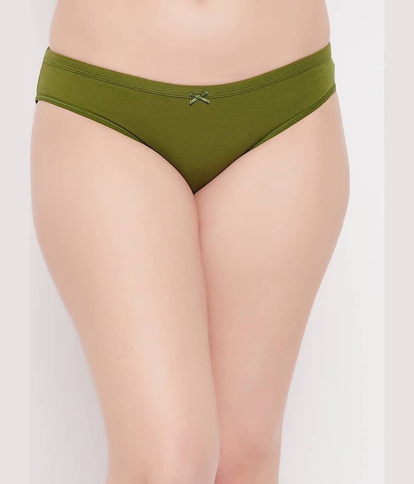Clovia Cotton Solid Women's Bikini ( Green )