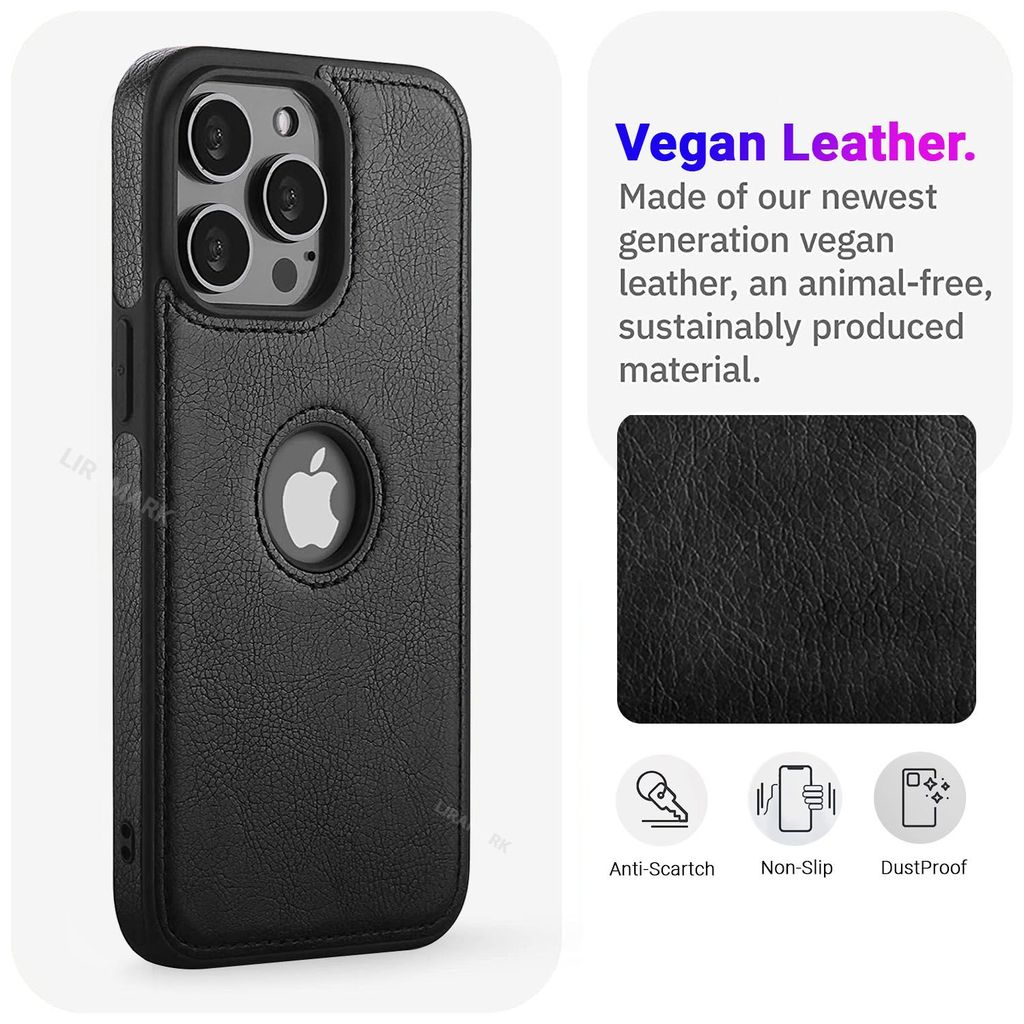 LIRAMARK PU Leather Flexible Back Cover Case Designed for iPhone 14 Pro Max (6.7 inch)