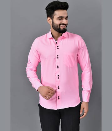 VTEXX Cotton Blend Regular Fit Solids Full Sleeves Men's Casual Shirt - Fluorescent Pink ( Pack of 1 )