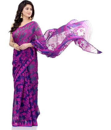 Desh Bidesh Bengal Handloom Saree Without Blouse Piece ( Purple )