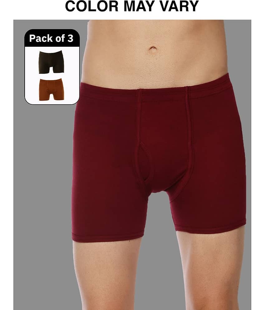 Dollar Lehar Mens Combed Cotton Trunk - Pack of 3 - (Colour May Vary)
