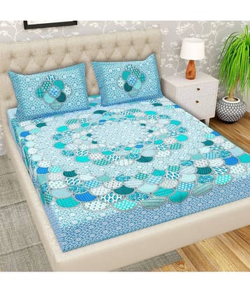 Cosito Cotton 1 Double Bedsheet with 2 Pillow Covers ( Blue )