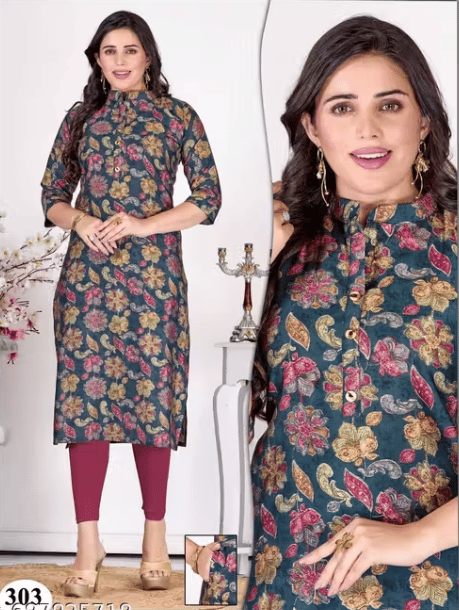 Muslin Tai Patti Straight Kurta with Buttons & Side Pocket  Elegant Wear