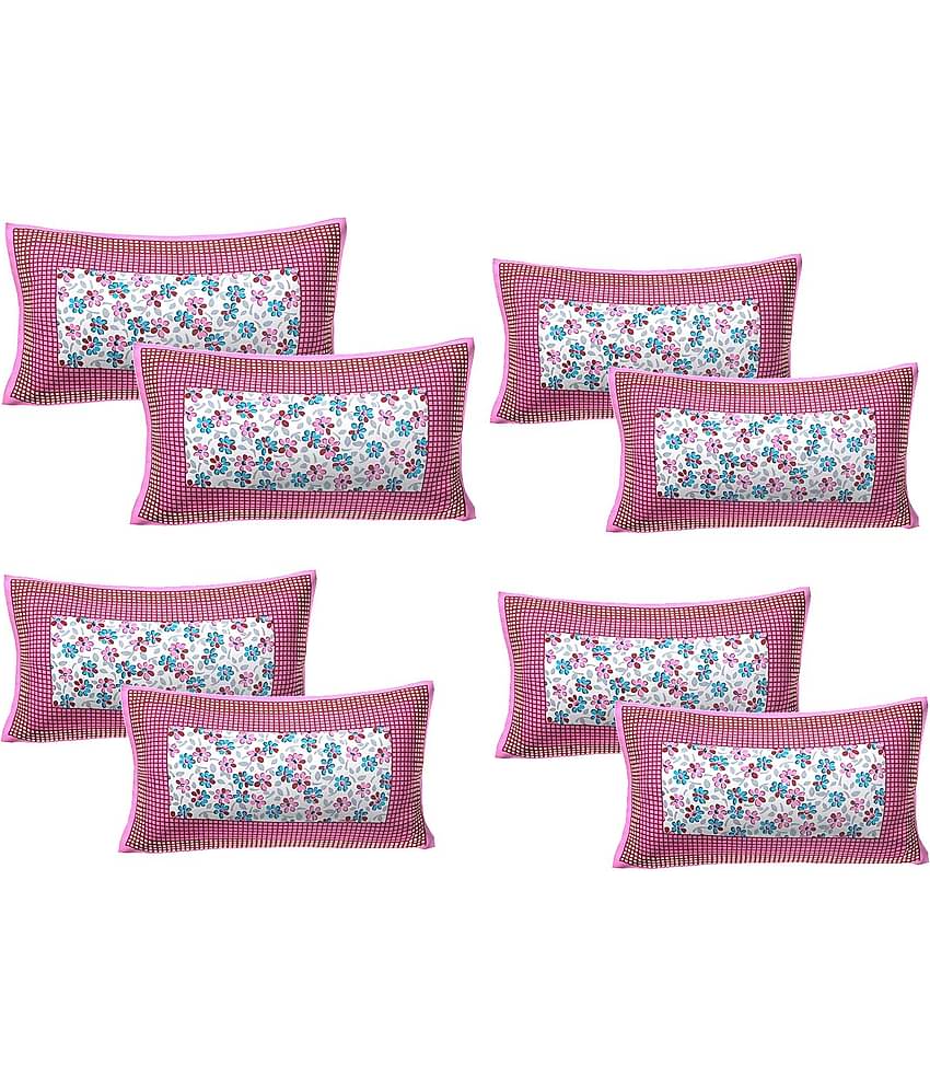 AJ Home Pack of 8 Cotton Pink Pillow Cover (17 X 27 Inch)