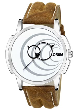 LOREM White Round Analog Watch for Men LR63-UF