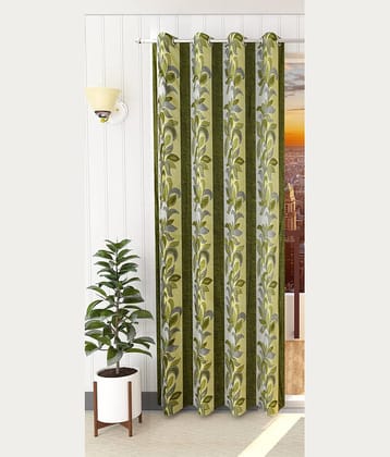 Kraftiq Homes Floral Semi-Transparent Eyelet Curtain 7 ft ( Pack of 1 ) - Green