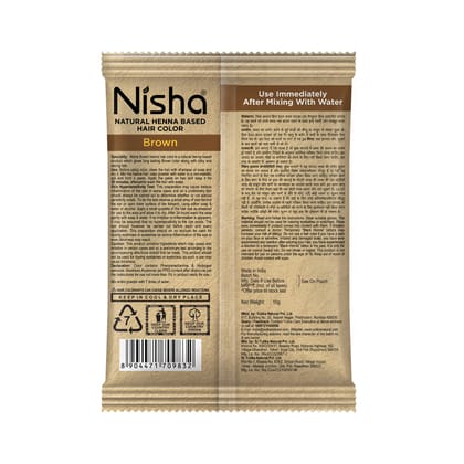 Nisha Henna Based Hair Color Brown 10g Pack of 10, Ammonia Free Henna Powder Hair Colour