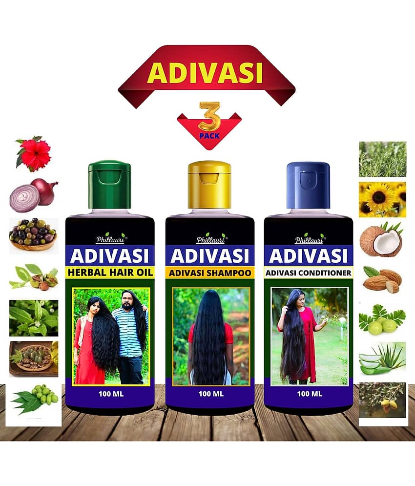 Phillauri Adivasi Hair oil & Adivasi Hair Shampoo & Hair conditioner Combo Kit
