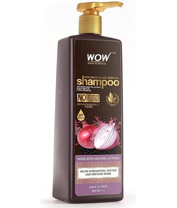 WOW Skin Science Red Onion Black Seed Oil Shampoo With Red Onion Seed Oil Extract, Black Seed Oil & Pro-Vitamin B5 - Vol 1 L